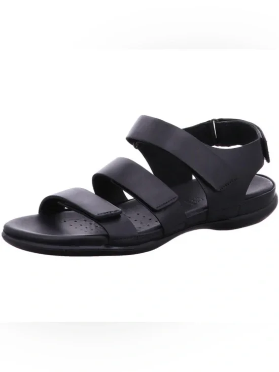 Ecco Black Triple-Strap Leather Sandals - Picture 12 of 12